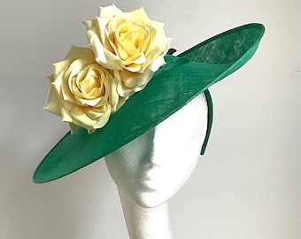 Royal Ascot hat, Emerald Green fascinator, green Ascot Derby Races fascinator hat, green Wedding hat, green Kentacky Derby fascinator hat