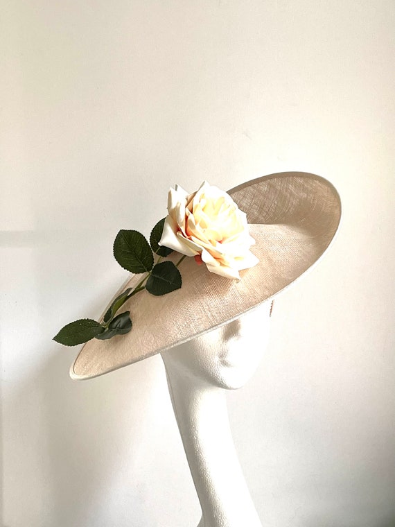 Beige Disc Hat, Rose Hat, Nude Beige Saucer Disc Hat  display picture 3