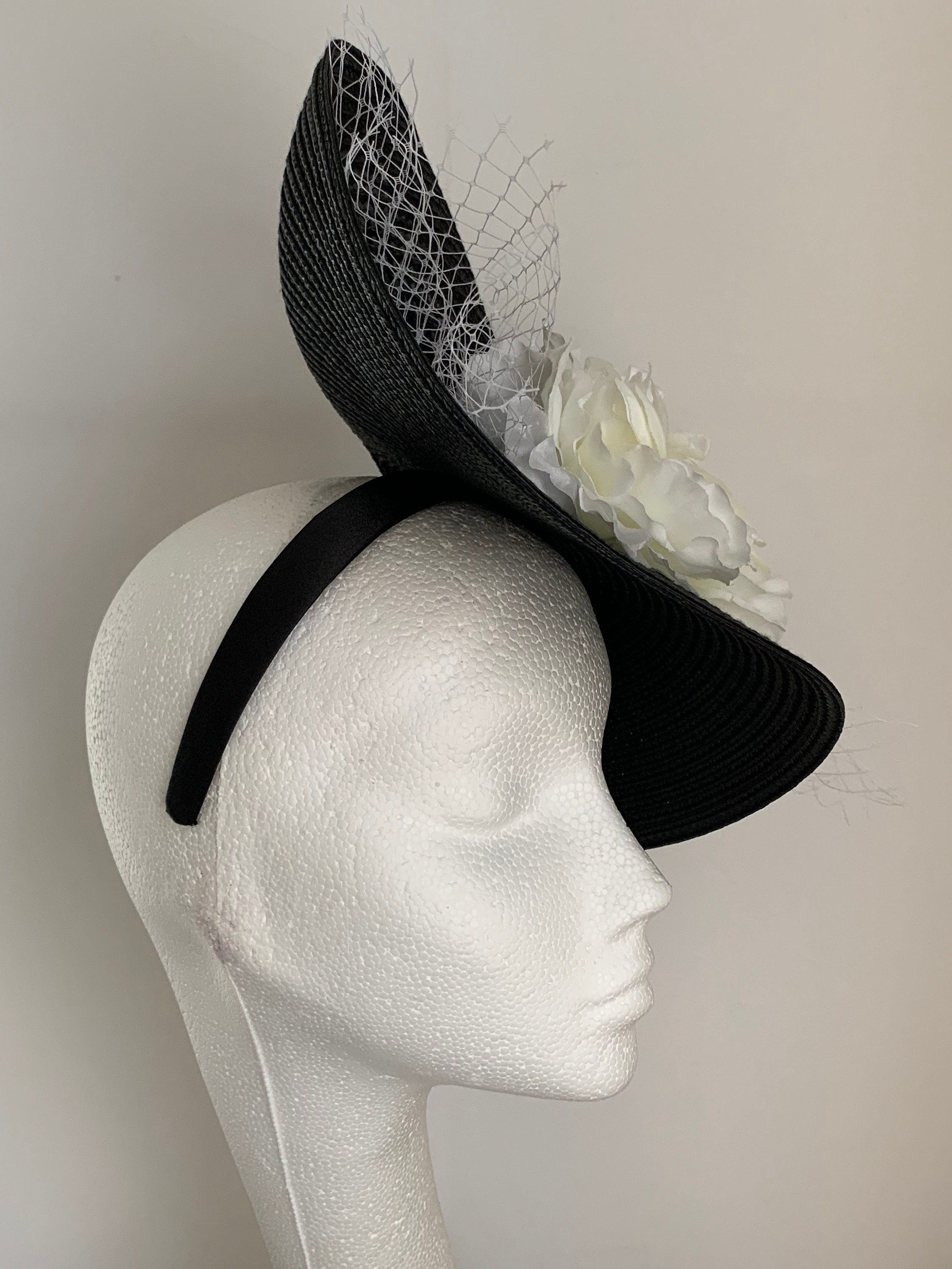 Black and white Fascinator black and white hat fascinator Etsy