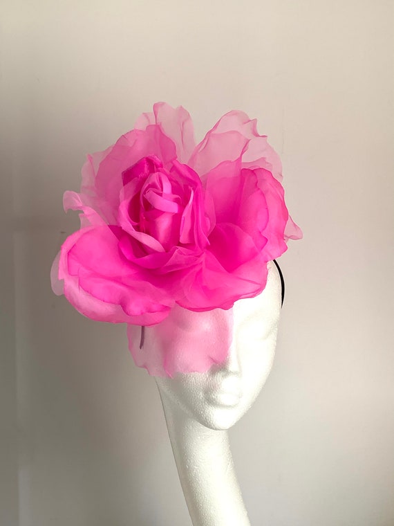 Elegant Hot Pink Floral Fascinator Hat NWOT Party/Cocktail Pink Fascinators & Headpieces for Women for  main image 4