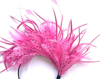 pink fascinator, pink fascinator hat Wedding Ascot Derby race, pink Derby fascinator hat, pink fascinator headpiece, pink halo, pink crown