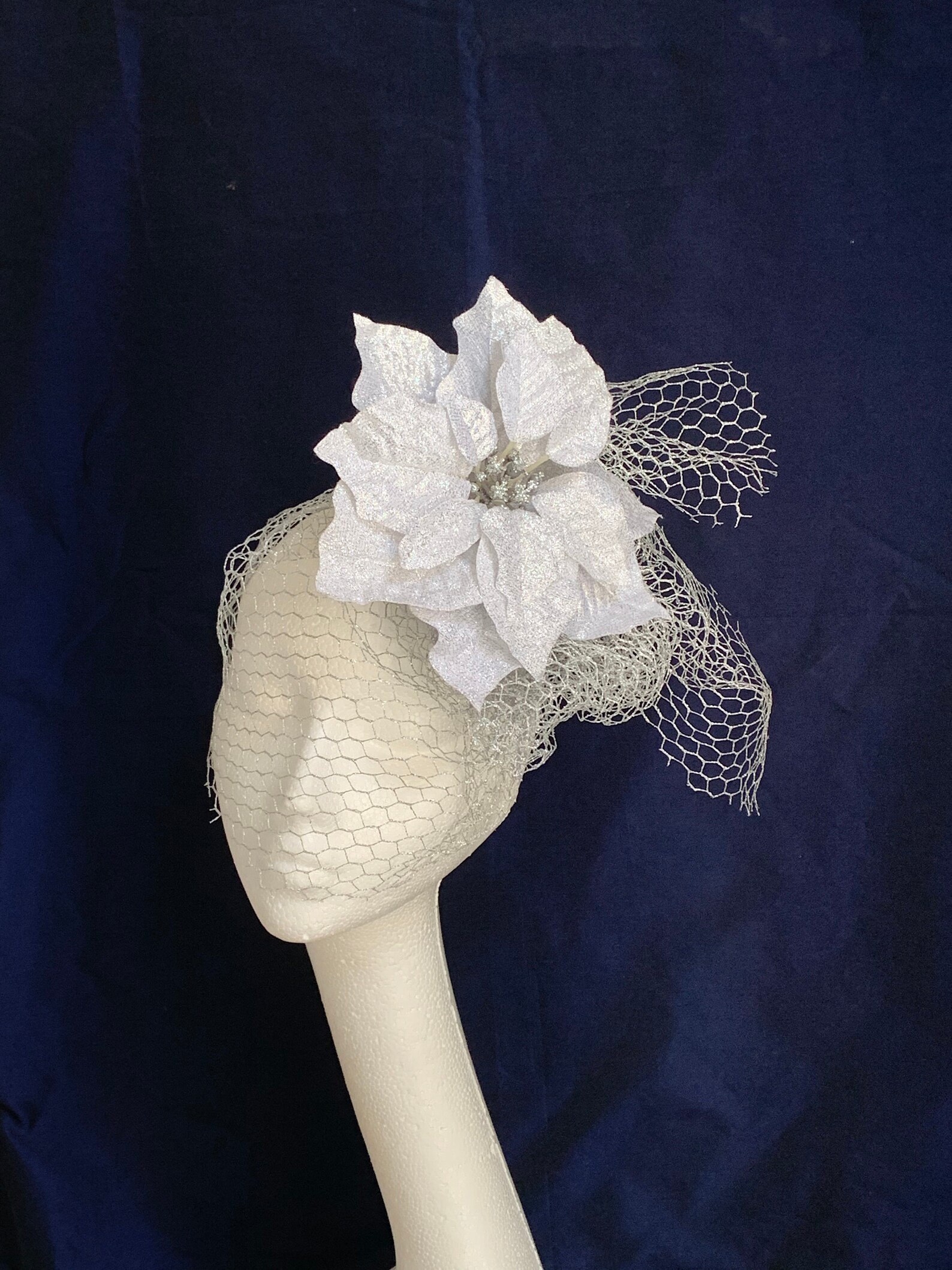 Silver Christmas Poinsettia flower fascinator silver Etsy