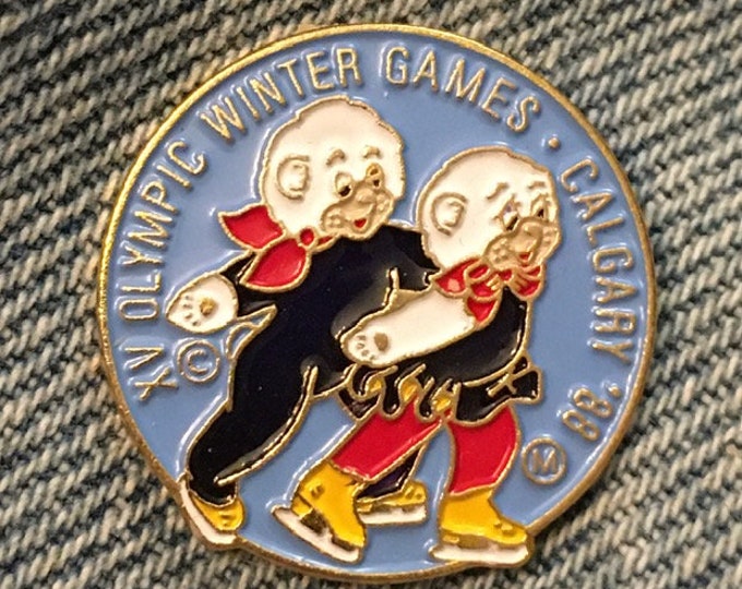 Olympics Figure Skating Olympic Pin Badge 1988 Calgary Mascot Series Winter Games Sports