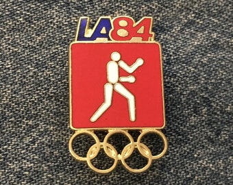 Wrestling Olympic Pin~1984 Los Angeles~Blue~Pictogram~Cloisonné~tie tac size