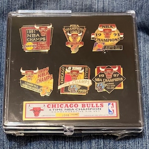 Chicago Bulls 6 Time NBA Champion 1990's Vintage Pin Set