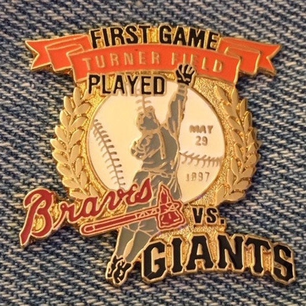 1997 First Game Played at Turner Field ~ Lapel Pin ~ Atlanta Braves Vs San Francisco Giants ~ MLB ~ Baseball ~ by C.P.&D.