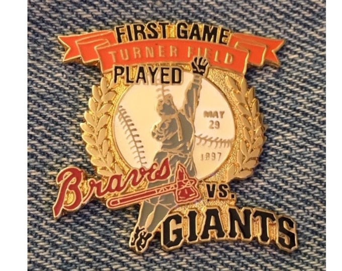 1997 First Game Played at Turner Field ~ Lapel Pin ~ Atlanta Braves Vs San Francisco Giants ~ MLB ~ Baseball ~ by C.P.&D.