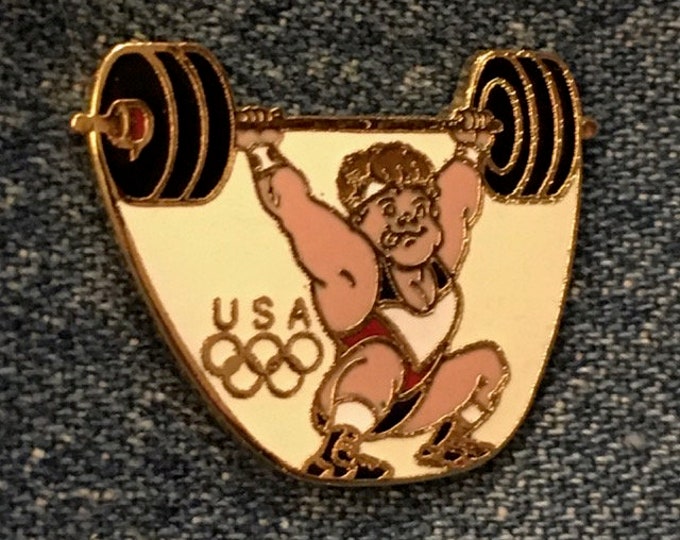 Weightlifting Olympic Pin ~ 1988 Seoul ~ from Hanna-Barbera Olympikids Cartoon Collection