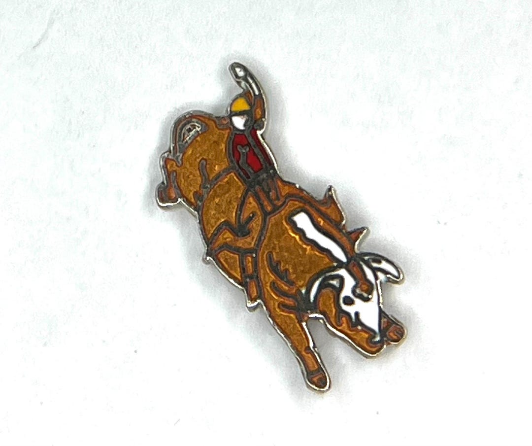 Bull Riding Pin Pose #1 ~ 1990 Vintage With Extended Post and Jewelers ...