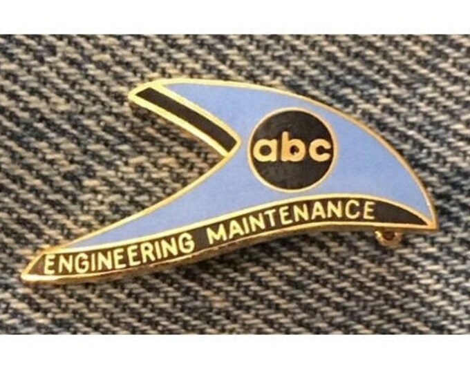 Los Angeles 1984 Olympic Media Pin ~ abc TV ~ Engineering Maintenance ~ Blue Wave