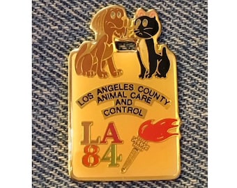 1984 Olympic Pin ~ LA 84 ~ Los Angeles County Animal Care and Control ~ Dog ~ Cat