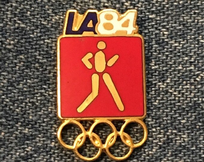 Race Walking Olympic Pin ~ Track & Field ~ 1984 Los Angeles ~ LA ~ Red ~ Pictogram ~ Cloisonné ~ small size version