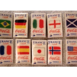 Lot of 10 World Cup Soccer ~ Football Pins ~ 1998 ~ Flag ~ Coca Cola ~ Coke