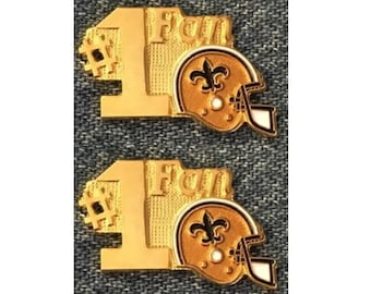 1987 New Orleans Saints Lapel Pin ~ Set of 2 ~ #1 Fan ~ Vintage ~ NFL ~ Football Helmet
