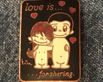 Love Is... Brooch Pin by Cartoonist Kim Casali ~ Los Angeles Times Syndication ~ 70&#39;s vintage