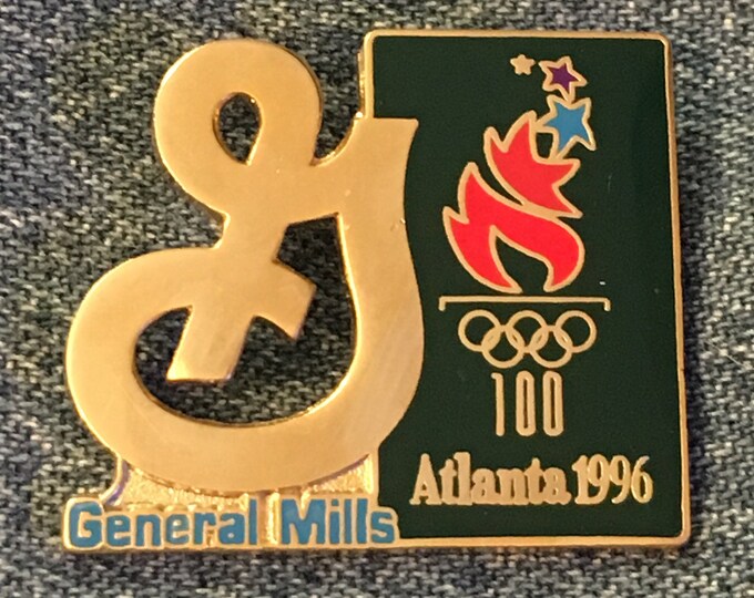 1996 Olympic Lapel Pin ~ Torchmark Logo ~ Sponsor ~ General Mills