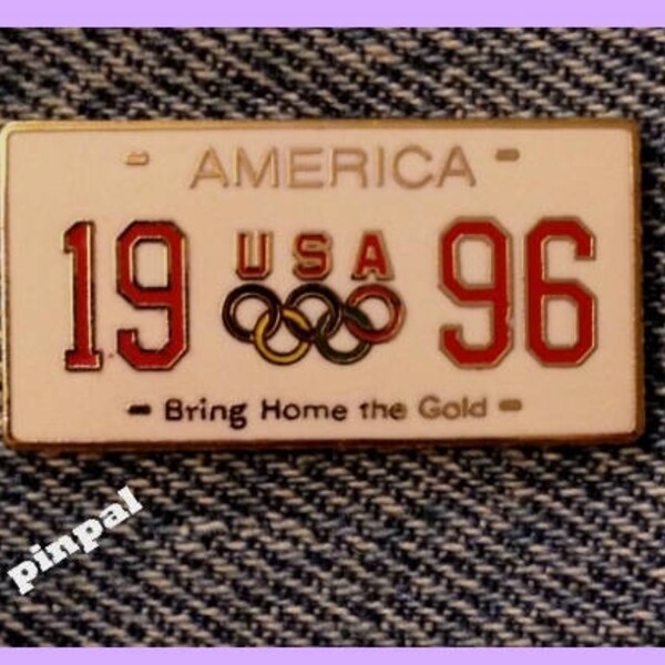 Targa Olimpico Pin Badge ~ portare a casa l'oro ~ impostata collezione Atlanta 1996