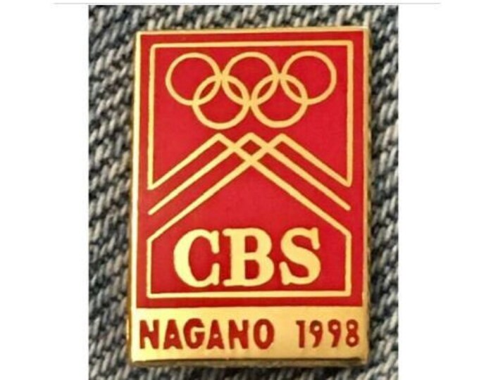 CBS Olympic Media Pin ~ Nagano 1998 ~ Red~ Cloisonne by HoHo NYC