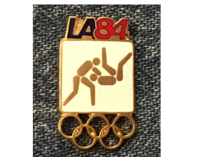 Judo Olympic Pin ~ 1984 Los Angeles ~ LA ~ Red ~ Pictogram ~ Cloisonné ~ small size version