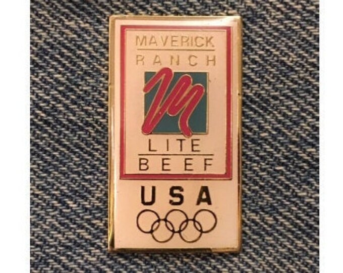 1988 Maverick Ranch Olympic Pin ~ Lite Beef with white background