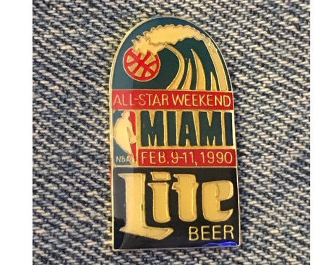 1990 NBA All Star Weekend Pin ~ Miami, FL ~ Home of Miami Heat ~ Sponsor: Lite Beer ~ Miller