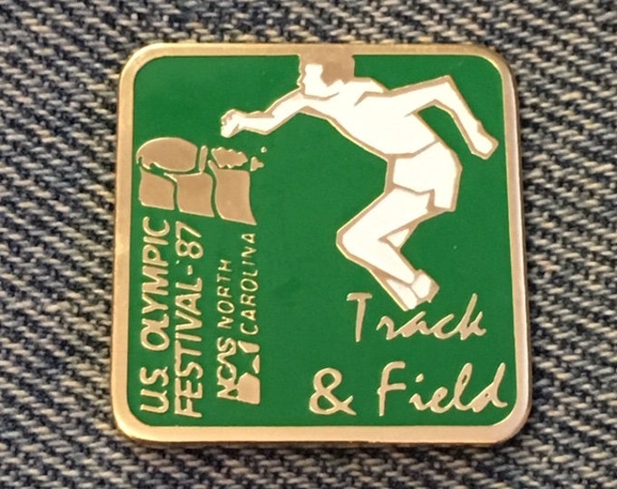 Track & Field Pin Badge ~ 1987 U.S. Olympic Festival ~ NCAS ~ North Carolina