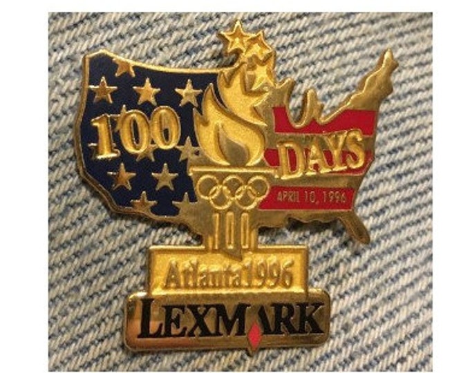 1996 Olympic Lapel Pin ~ USA ~ 100 Days ~ Lexmark - Division of IBM