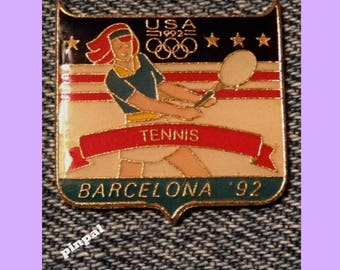 Tennis Vintage Olympic Pin ~ 1992 Barcelona Summer Games ~ USA Team ~ Fundraising