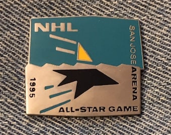 Pin vintage del Juego de las Estrellas de la NHL de 1995, San José Arena, Sharks, Hockey, de Peter David Inc.