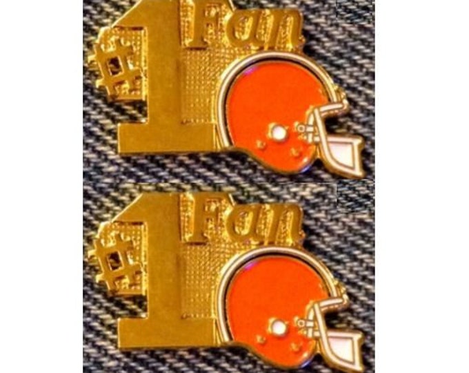 1987 Cleveland Browns Lapel Pin ~ Set of 2 ~ #1 Fan ~ Vintage ~ NFL ~ Football Helmet