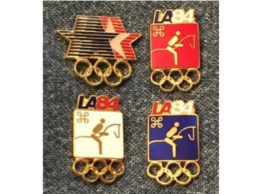 近代五種オリンピックピンバッジ ~ 4 個セット ~ ピクトグラム ~ 1984