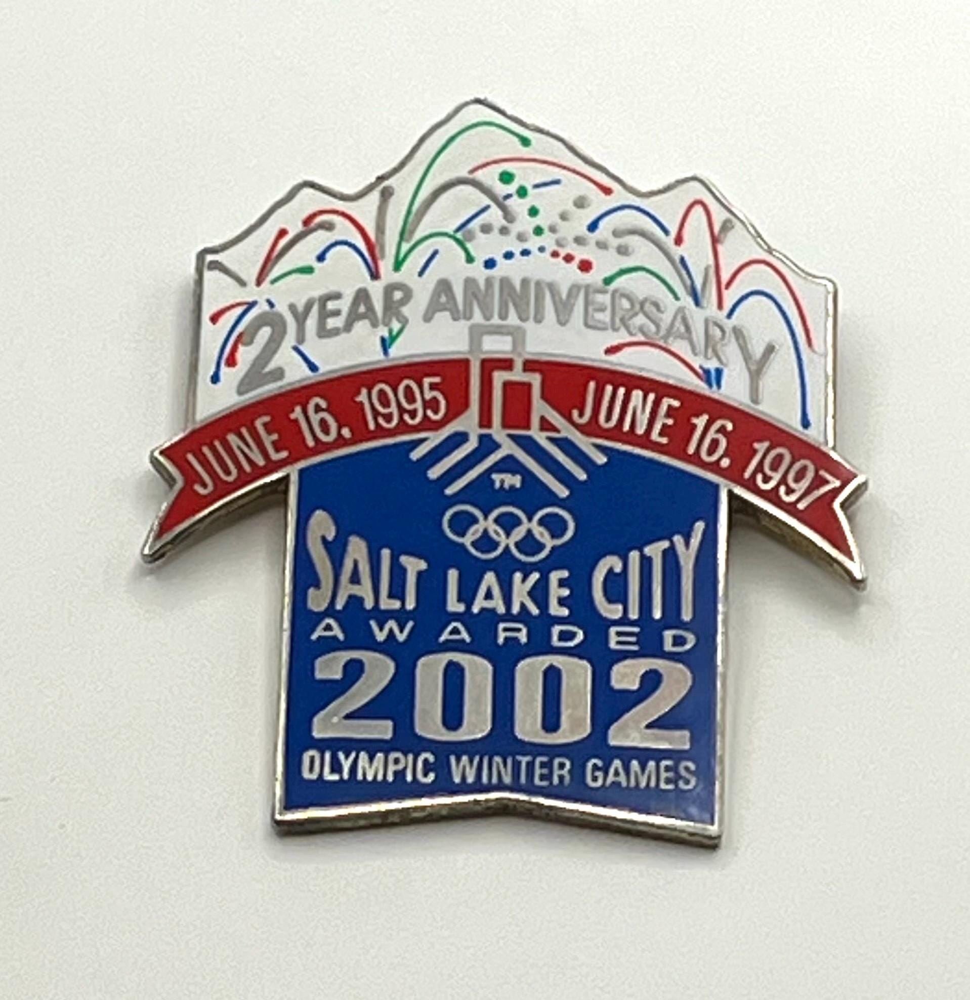 Vintage 1997 Salt Lake City Olympic Pin ~ 2 Year Anniversary Being