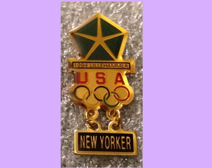 1994 Lillehammer Olympic Pin ~ Dangle ~ Chrysler  New Yorker ~ by HoHo NYC ~ Car ~ Auto