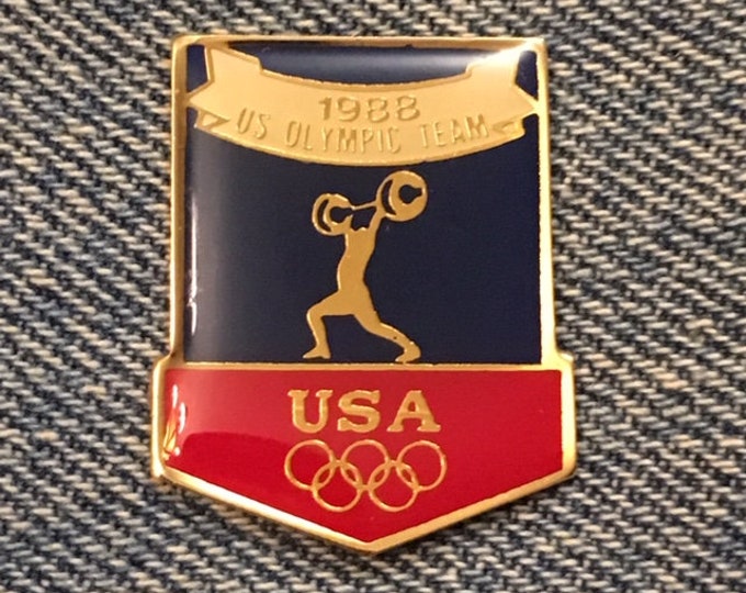 Weightlifting Olympic Pin ~ USA Team ~ 1988 Summer Games ~ Seoul, Korea ~ by HoHo NYC