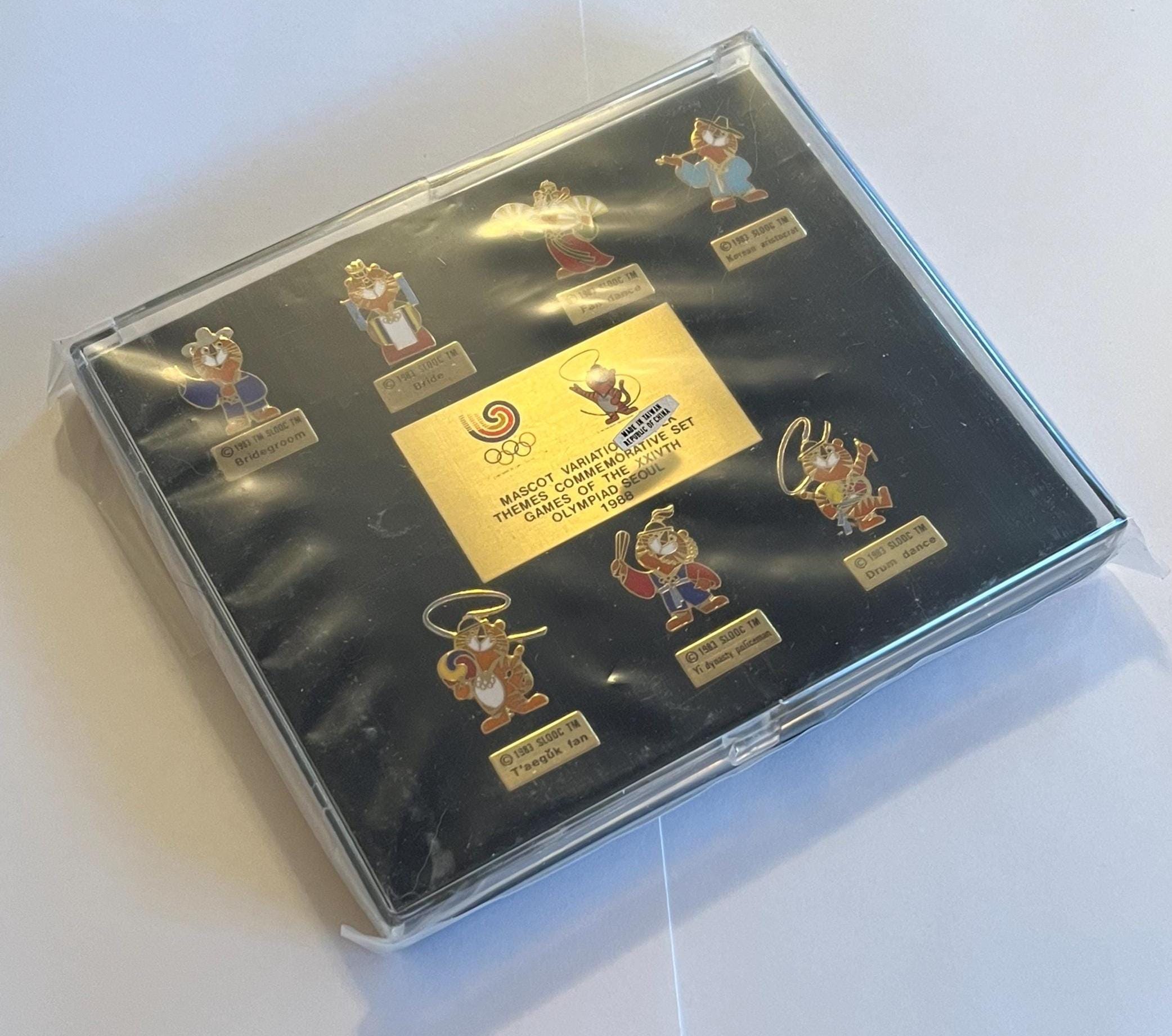 Seoul 1988 Vintage Hodori Olympic Winter Games Pin Set ~ Sealed