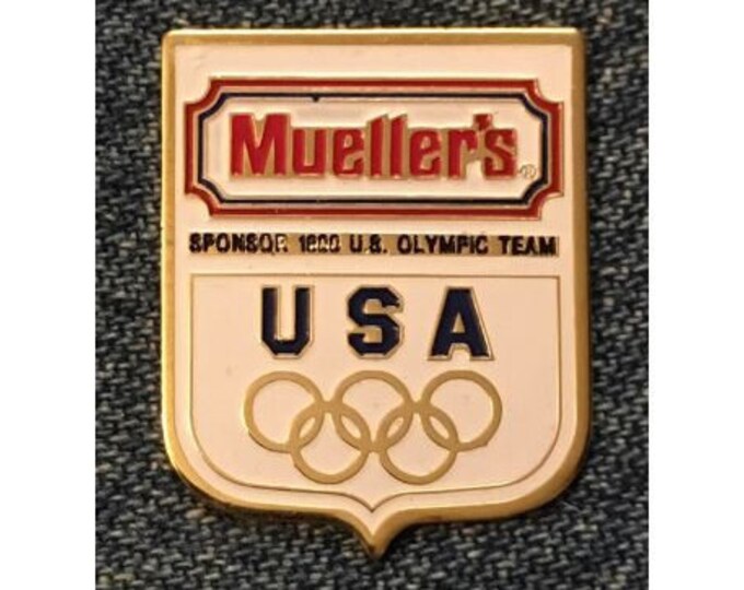 1988 Olympic Pin ~ Calgary & Seoul Games ~ USA Team Sponsor ~ Mueller's