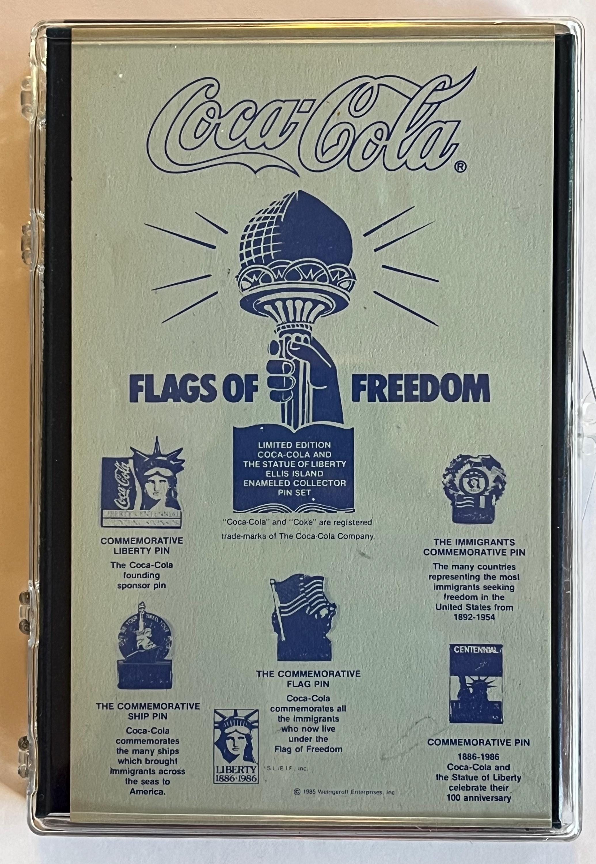 Vintage 1985 Flags of Freedom Set of 5 Pins ~ Coca Cola ~ Enamel
