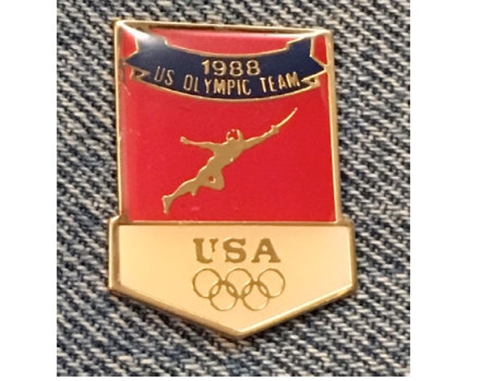 Fencing Olympic Pin ~ USA Team ~ 1988 Summer Games ~ Seoul, Korea ~ by HoHo NYC