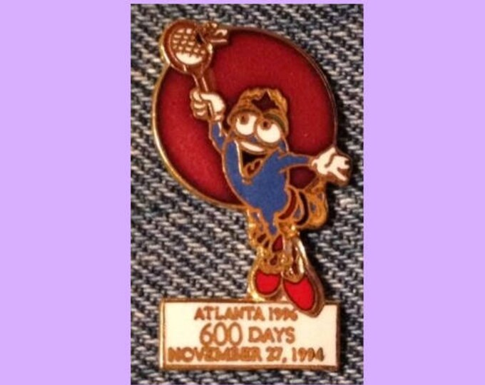 Badminton Olympic Pin ~ Mascot ~ IZZY ~ 1996 Atlanta ~ 600 Days to Go ~ Cloisonne by HoHo NYC