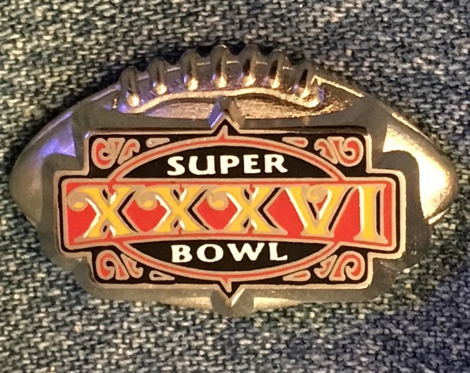 Super Bowl 36 Pin~XXXVI ~ 3D Football ~ Louisiana Superdome ~ Patriots ~ Rams ~ Original Logo