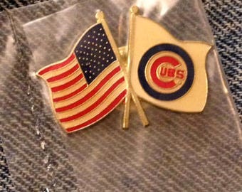 1991 Chicago Cubs Lapel Pin ~ USA ~ American Flag ~ MLB~Baseball ~ by C. P. & D.