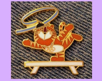 Gymnastics ~ Balance Beam Olympic Pin ~1988 Seoul ~ Mascot ~ Hodori the Tiger ~ by HoHo NYC