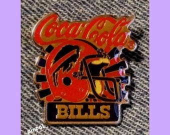 Buffalo Bills Brooch Pin ~ NFL ~ Football ~ 80's vintage ~ Coca Cola ~ Coke