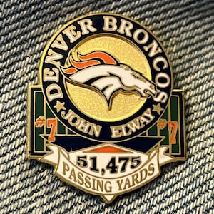 John Elway Pin ~ #7 ~ 51,475 Passing Yards ~ Denver Broncos ~ NFL ~ 1999 vintage