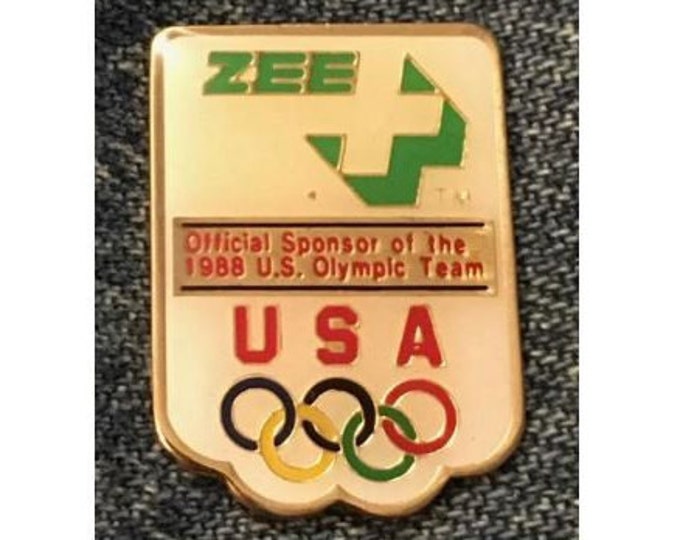 1988 Zee Medical Olympic Pin ~ USA Team Sponsor ~ Calgary & Seoul Games
