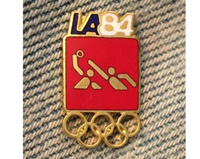 Water Polo Olympic Pin ~ 1984 Los Angeles ~ LA ~ Red ~ Pictogram ~ Cloisonné ~ small size version