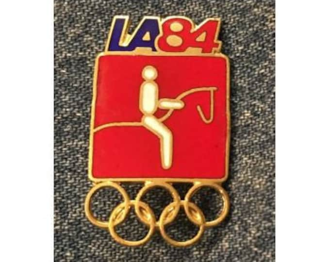 Equestrian Olympic Pictogram Brooch Pin ~ 1984 Los Angeles Summer Games ~ LA  84 ~ Cloisonné