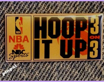 1993 NBC Sports Media Pin ~ Vintage ~ NBA ~ Hoop It Up ~ 3 on 3 ~ Basketball