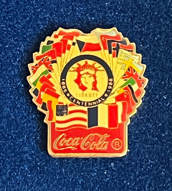 Vintage 1985 Flags of Freedom Set of 5 Pins ~ Coca Cola ~ Enamel