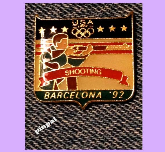 Shooting Olympic Vintage Pin ~ 1992 Barcelona Summer Games ~ USA Team ~ Fundraising
